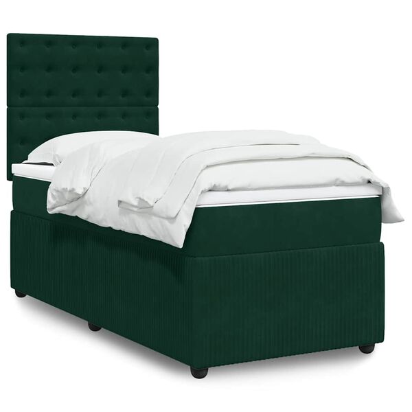 vidaXL Sommier &agrave; lattes de lit et matelas Vert fonc&eacute; 80x200 cm Velours