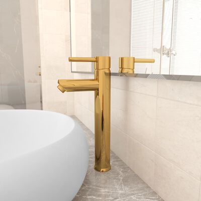 vidaXL Mitigeur de salle de bain Doré 12x30 cm