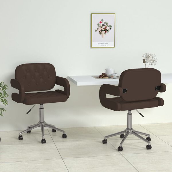 vidaXL Chaises pivotantes &agrave; manger lot de 2 marron similicuir