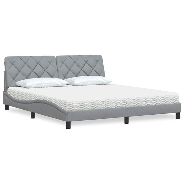 vidaXL Lit avec matelas gris clair 180x200 cm tissu