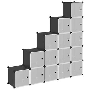 vidaXL Cubes de rangement 15 pcs avec portes Noir PP