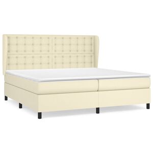vidaXL Sommier &agrave; lattes de lit avec matelas Cr&egrave;me 200x200cm Similicuir
