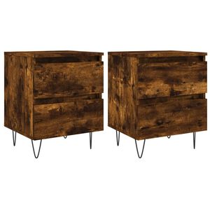 vidaXL Tables de chevet 2 pcs ch&ecirc;ne fum&eacute; 40x35x50 cm bois ing&eacute;nierie