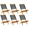 vidaXL Chaises de jardin pliantes lot de 6 noir bois d'acacia massif