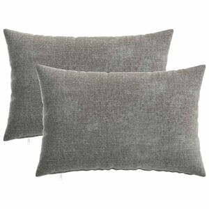 vidaXL Coussin HEERLEN 2 pi&egrave;ces Gris fonc&eacute; Tissu Chenille