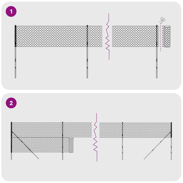 vidaXL Cl&ocirc;ture &agrave; mailles losang&eacute;es avec ancrage anthracite 1,4x25 m