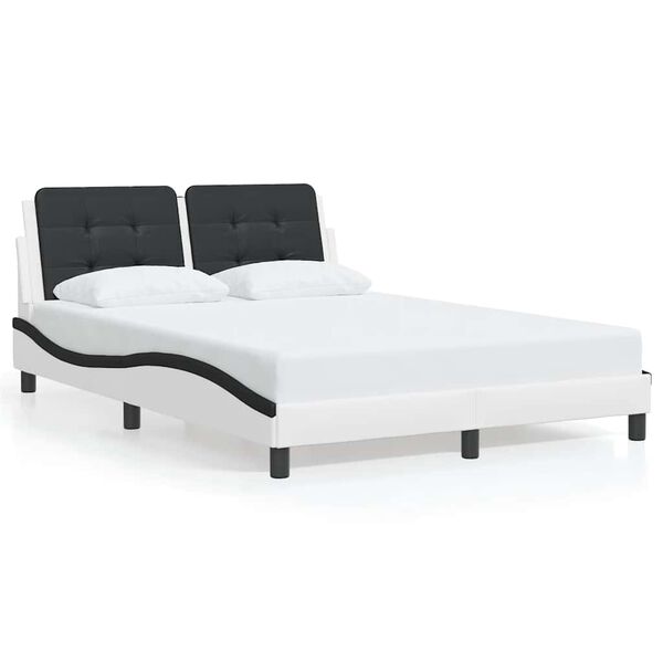 vidaXL Cadre de lit sans matelas Zadar blanc et noir 120x200 cm similicuir