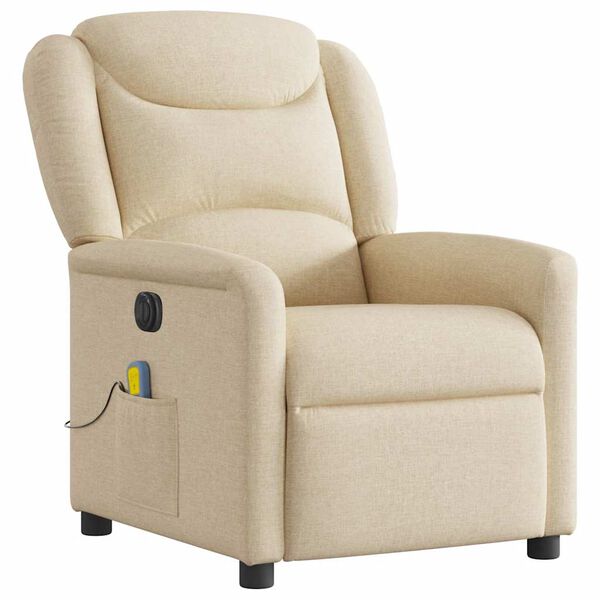 vidaXL Fauteuil inclinable de massage électrique crème tissu