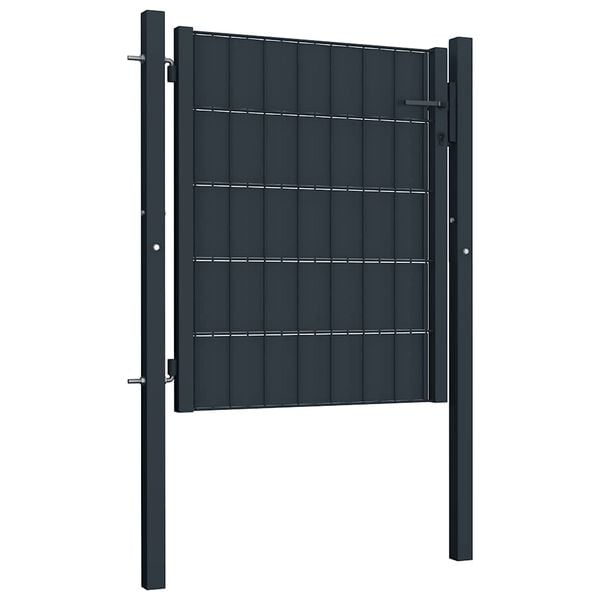 vidaXL Portail de cl&ocirc;ture en PVC et acier 100x100 cm anthracite