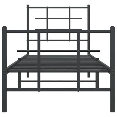 vidaXL Cadre de lit métal sans matelas avec pied de lit noir 75x190 cm