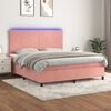 vidaXL Sommier &agrave; lattes de lit et matelas LED Rose 160x200 cm Velours