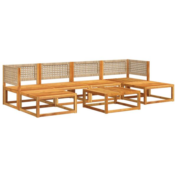 vidaXL Ensemble de canap&eacute;s de jardin 7 pi&egrave;ces avec coussins en bois d'acacia et rotin