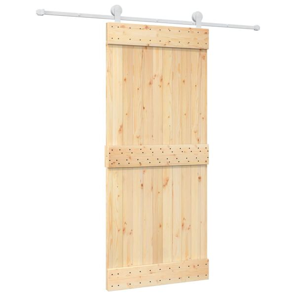 vidaXL Porte coulissante et kit de quincaillerie 90x210 cm pin massif