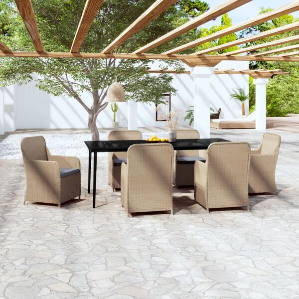 vidaXL Ensemble à manger de jardin et coussins 7 pcs Marron