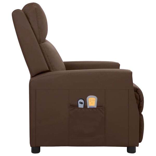 vidaXL Fauteuil de massage &eacute;lectrique Marron Similicuir