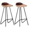 vidaXL Tabourets de bar lot de 2 marron cuir v&eacute;ritable