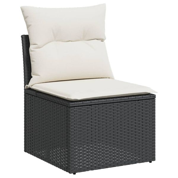 vidaXL Salon de jardin avec coussins 14 pcs noir r&eacute;sine tress&eacute;e