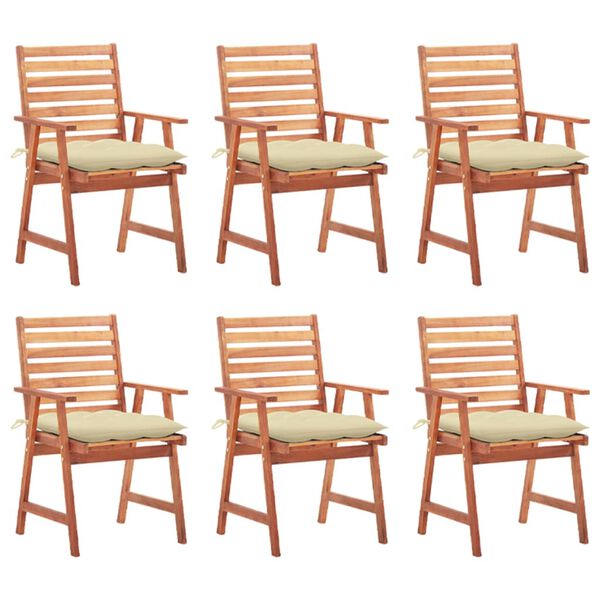 vidaXL Chaises &agrave; manger d'ext&eacute;rieur lot de 6 et coussins Acacia massif