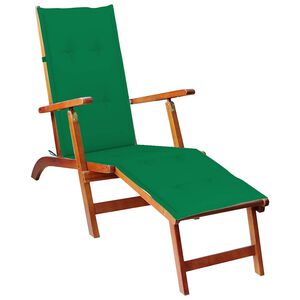 vidaXL Chaise longue d'ext&eacute;rieur repose-pied et coussin Acacia solide