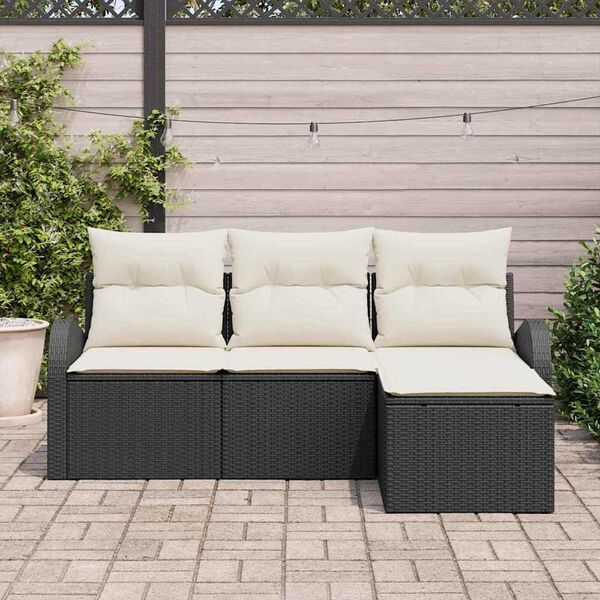 vidaXL Ensemble de canap&eacute; de jardin Noir polyrotin