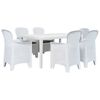 vidaXL Ensemble &agrave; manger d'ext&eacute;rieur 7pcs Plastique Blanc Aspect rotin