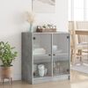 vidaXL Armoire lat&eacute;rale avec portes en verre gris b&eacute;ton 68x37x75,5 cm
