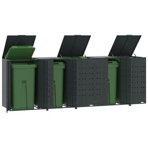 vidaXL Rangement &agrave; roulettes pour poubelles pour 5 bacs anthracite