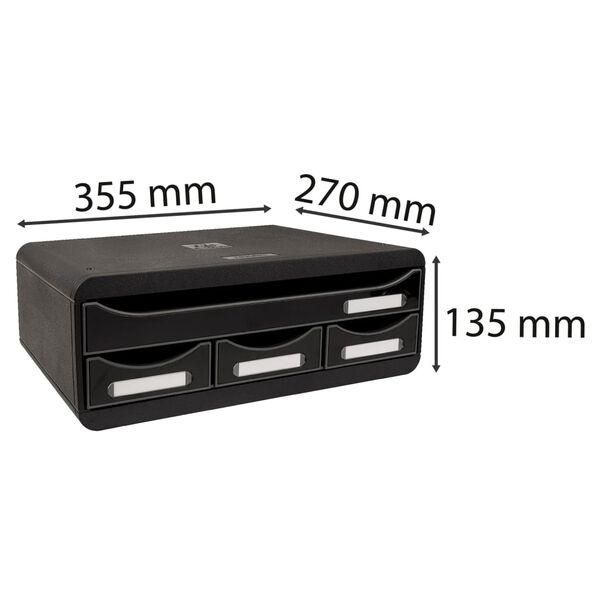 Exacompta Set de tiroirs de bureau Toolbox 4 tiroirs Noir brillant