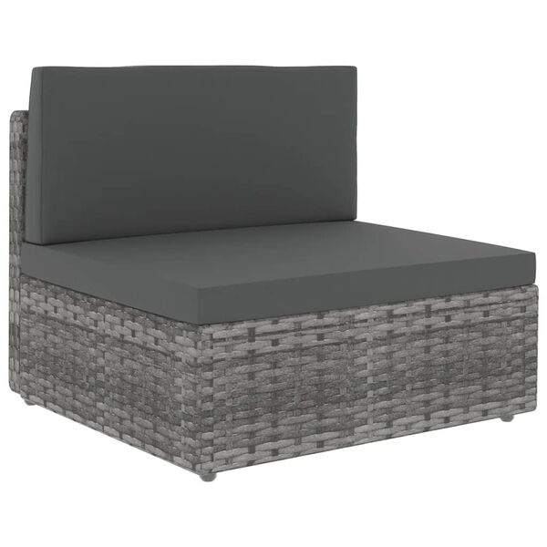 vidaXL Salon de jardin 6 pcs avec coussins Gris R&eacute;sine tress&eacute;e