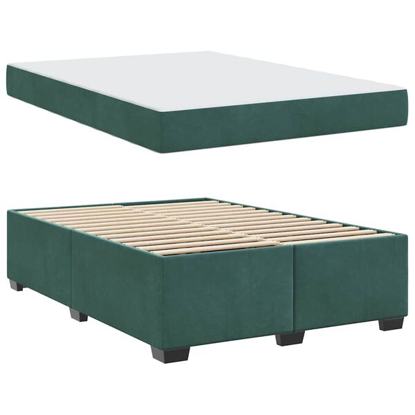 vidaXL Cadre de lit avec matelas Vert fonc&eacute; 160 x 200 cm tissu