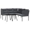 vidaXL Ensemble de canap&eacute;s de jardin et coussins noir acier textil&egrave;ne
