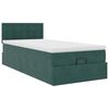 vidaXL Lit ottoman avec matelas et LED Vert fonc&eacute; 90x200cm velours