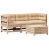 vidaXL Salon de jardin 4 pcs avec coussins Bois de pin massif