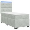 vidaXL Lit de box spring avec matelas et LED Gris clair 90 x 190 cm