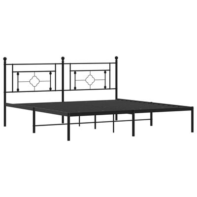 vidaXL Cadre de lit métal sans matelas avec tête de lit noir 183x213cm