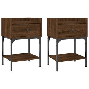 vidaXL Tables de chevet 2pcs ch&ecirc;ne brun 40,5x31x60cm bois d&rsquo;ing&eacute;nierie