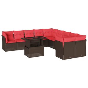 vidaXL Ensemble de canap&eacute; de jardin 11 pcs avec coussins marron