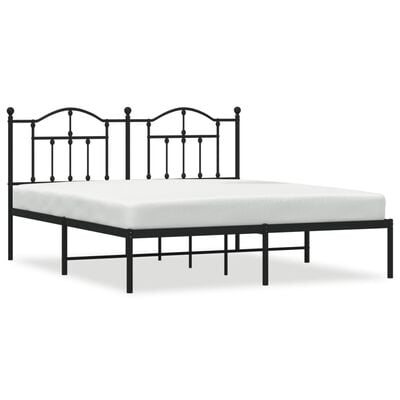 vidaXL Cadre de lit métal sans matelas avec tête de lit noir 183x213cm