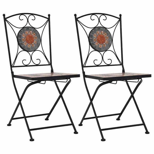 vidaXL Chaises de bistrot mosaïque 2 pcs Orange et gris