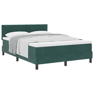 vidaXL Lit &agrave; ressorts avec matelas Vert fonc&eacute; 160 x 200 cm Velours
