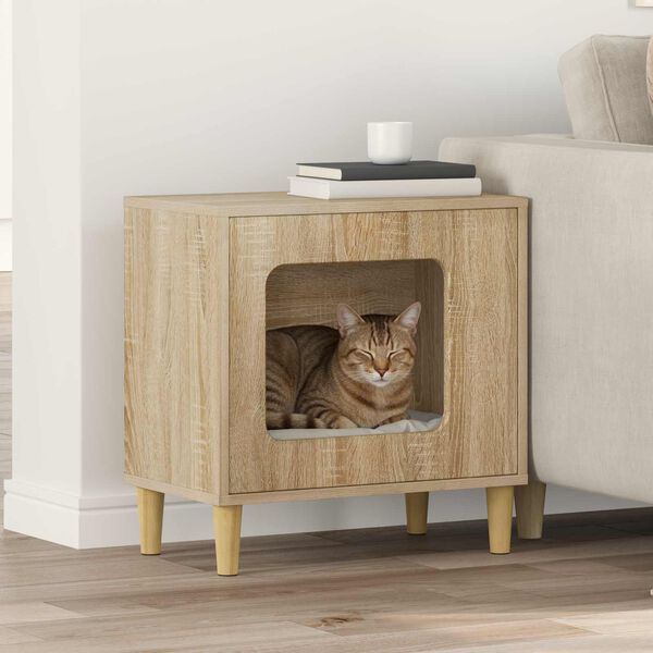 vidaXL Maison pour chat Sonoma 51 x 30 x 52 cm Bois d'ing&eacute;nierie