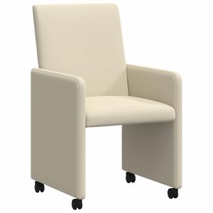 vidaXL Chaises de Salle &agrave; Manger avec Roues 2 pc Faux cuir Cr&egrave;me