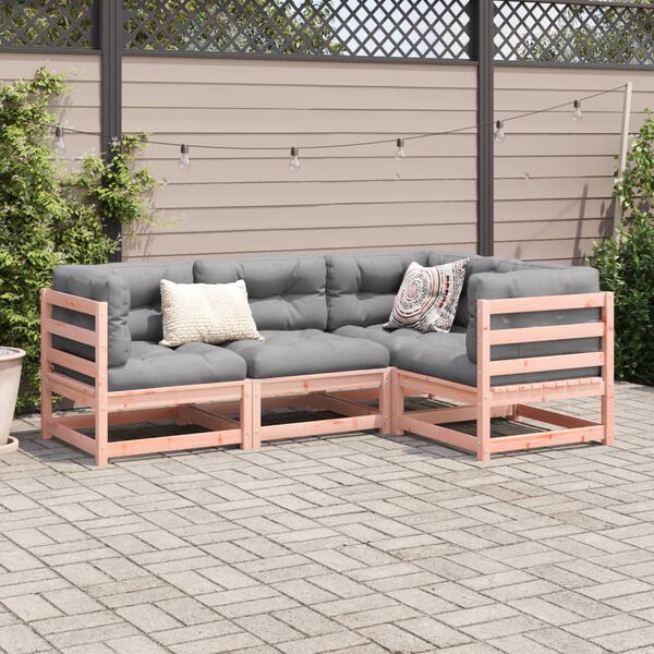 vidaXL Salon de jardin 4 pcs et coussins bois massif sapin de douglas