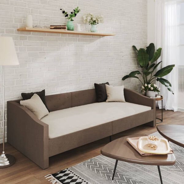 vidaXL Lit avec USB Taupe Tissu 90x200 cm