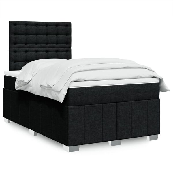 vidaXL Sommier &agrave; lattes de lit avec matelas Noir 120x200 cm Tissu