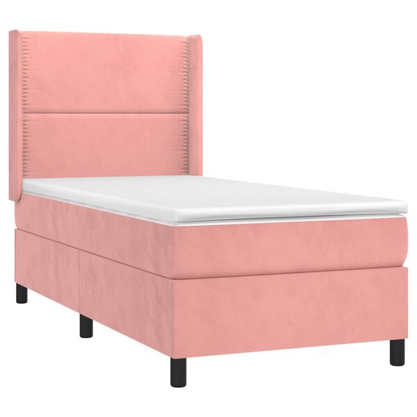 vidaXL Sommier &agrave; lattes de lit avec matelas Rose 90x200 cm Velours