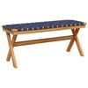 vidaXL Banc de jardin bleu fonc&eacute; bois massif d'acacia et tissu