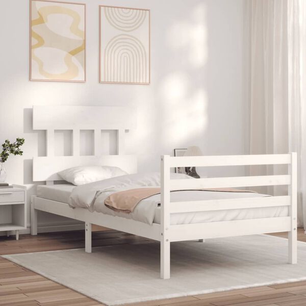 vidaXL Cadre de lit sans matelas blanc 100x200 cm bois massif