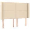 vidaXL T&ecirc;te de lit avec oreilles Cr&egrave;me 147x16x118/128 cm Tissu