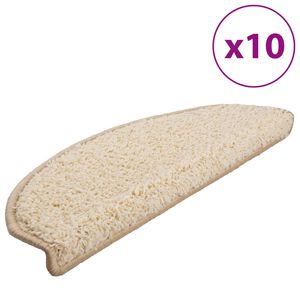 vidaXL Tapis d'escalier 10 pi&egrave;ces 65 x 21 x 4 cm Cr&egrave;me Demi-rond Grand